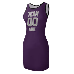 Custom Purple Gray Sleeveless Vest Dress