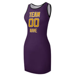 Custom Purple Yellow Sleeveless Vest Dress