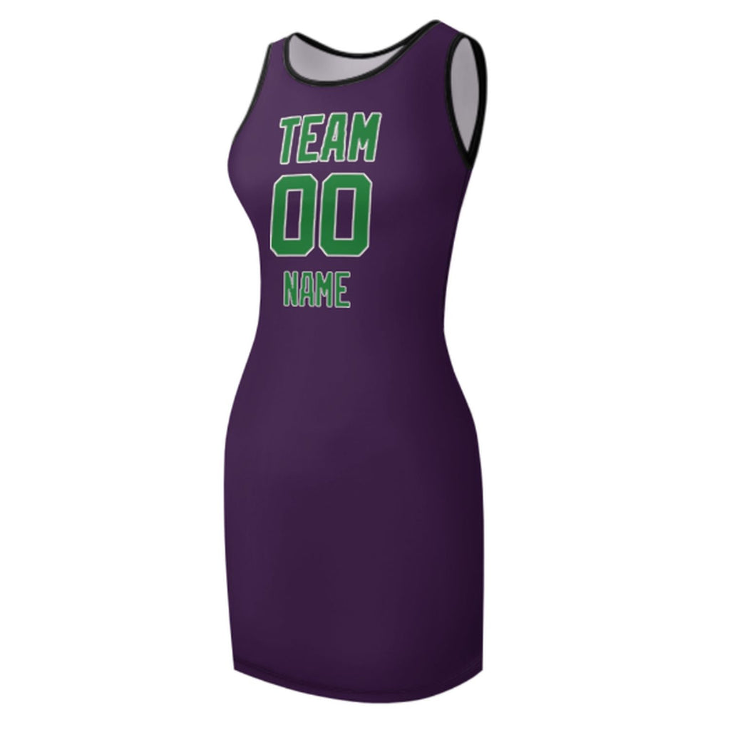 Custom Purple Emerald Green Sleeveless Vest Dress