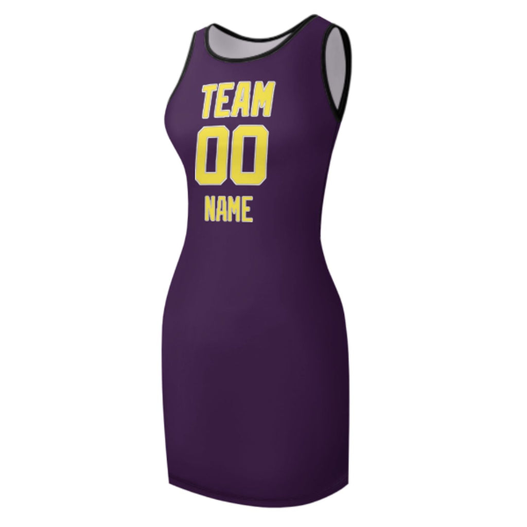 Custom Purple Light Yellow Sleeveless Vest Dress