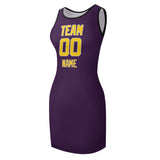 Custom Purple Gold Sleeveless Vest Dress