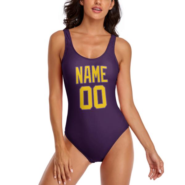 Custom Purple Gold Swimsuit