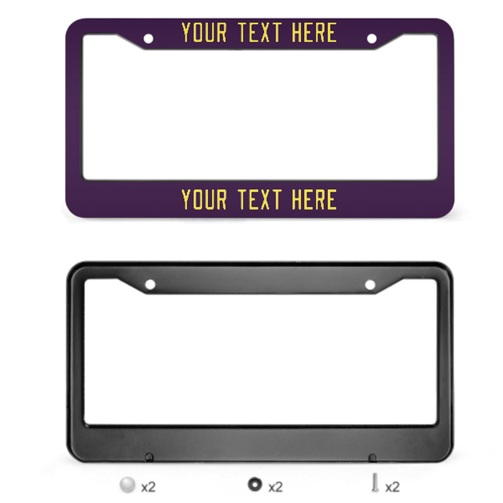 Custom Purple Light Yellow License Plate Frame