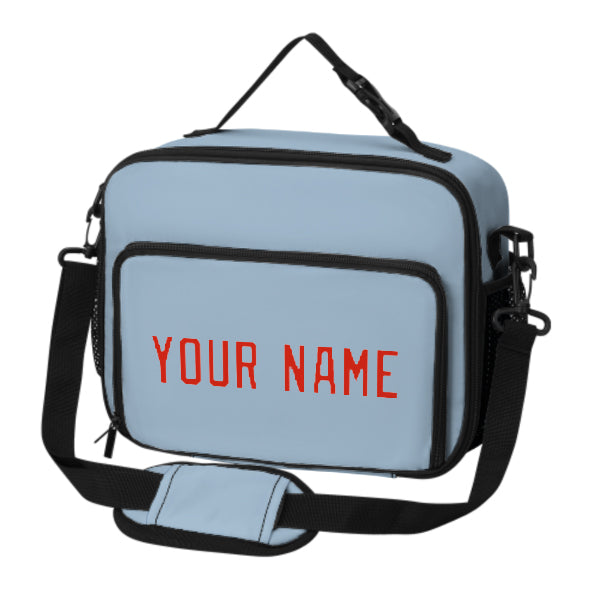 Custom Light Blue Orange Red Lunch Bag