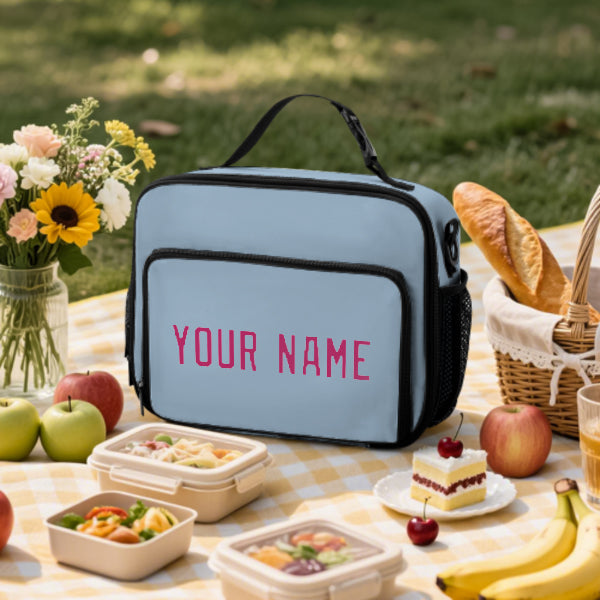 Custom Light Blue Pink Lunch Bag