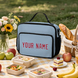 Custom Light Blue Red Lunch Bag