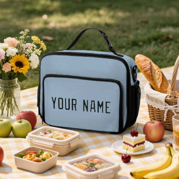 Custom Light Blue Black Lunch Bag
