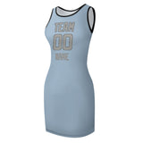 Custom Light Blue Gray Sleeveless Vest Dress