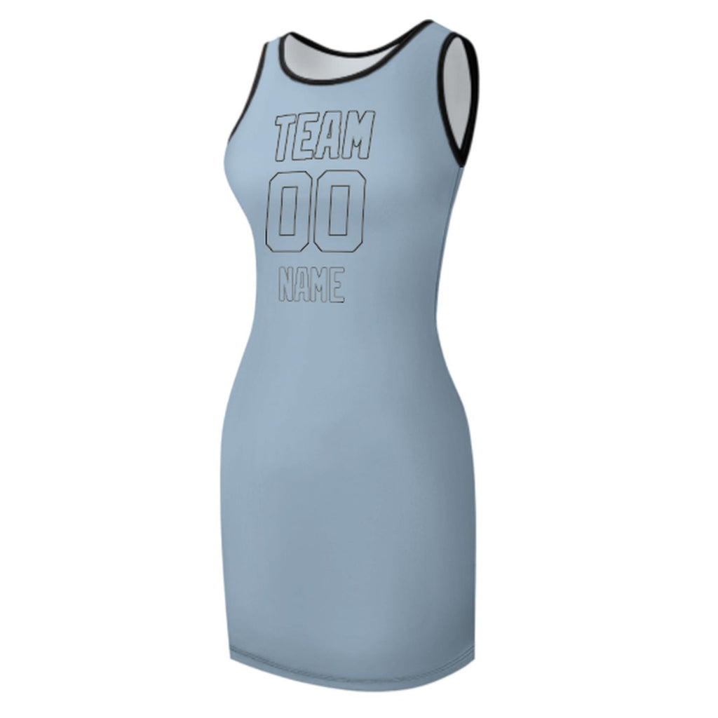 Custom Light Blue Light Blue Sleeveless Vest Dress