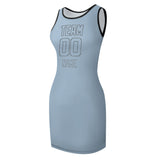 Custom Light Blue Light Blue Sleeveless Vest Dress