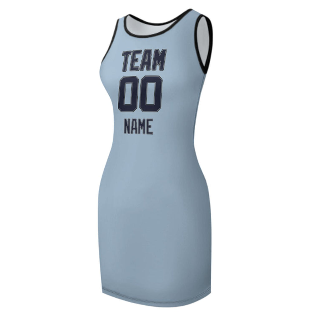 Custom Light Blue Navy Sleeveless Vest Dress