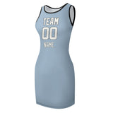 Custom Light Blue White Sleeveless Vest Dress