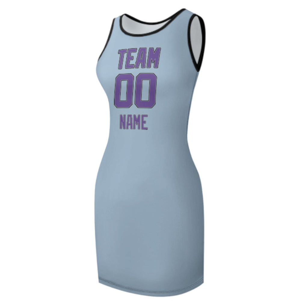 Custom Light Blue Light Purple Sleeveless Vest Dress