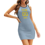 Custom Light Blue Light Yellow Sleeveless Vest Dress