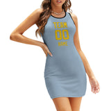 Custom Light Blue Gold Sleeveless Vest Dress