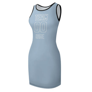 Custom Light Blue Light Blue Sleeveless Vest Dress