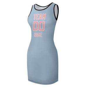 Custom Light Blue Light Pink Sleeveless Vest Dress