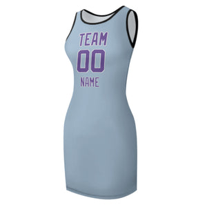 Custom Light Blue Light Purple Sleeveless Vest Dress