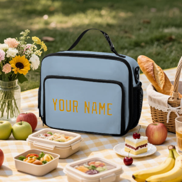Custom Light Blue Yellow Lunch Bag