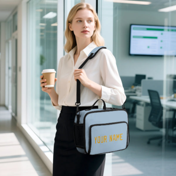 Custom Light Blue Yellow Lunch Bag