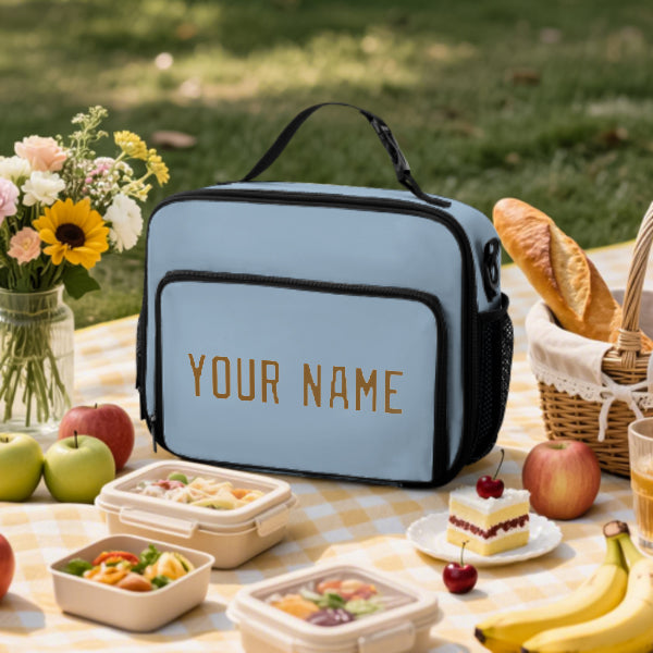 Custom Light Blue Khaki Lunch Bag