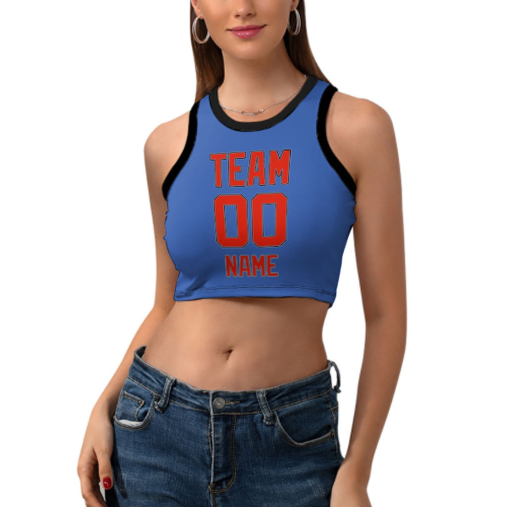 Custom Sky Blue Orange Red Sleeveless Tank Top