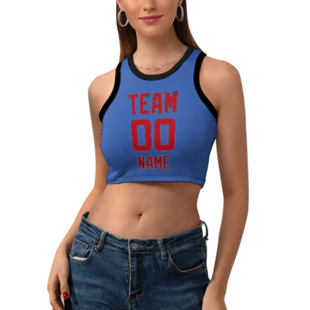 Custom Sky Blue Red Sleeveless Tank Top