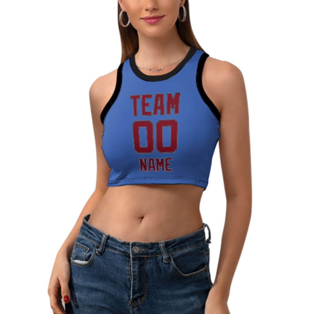 Custom Sky Blue Crimson Red Sleeveless Tank Top