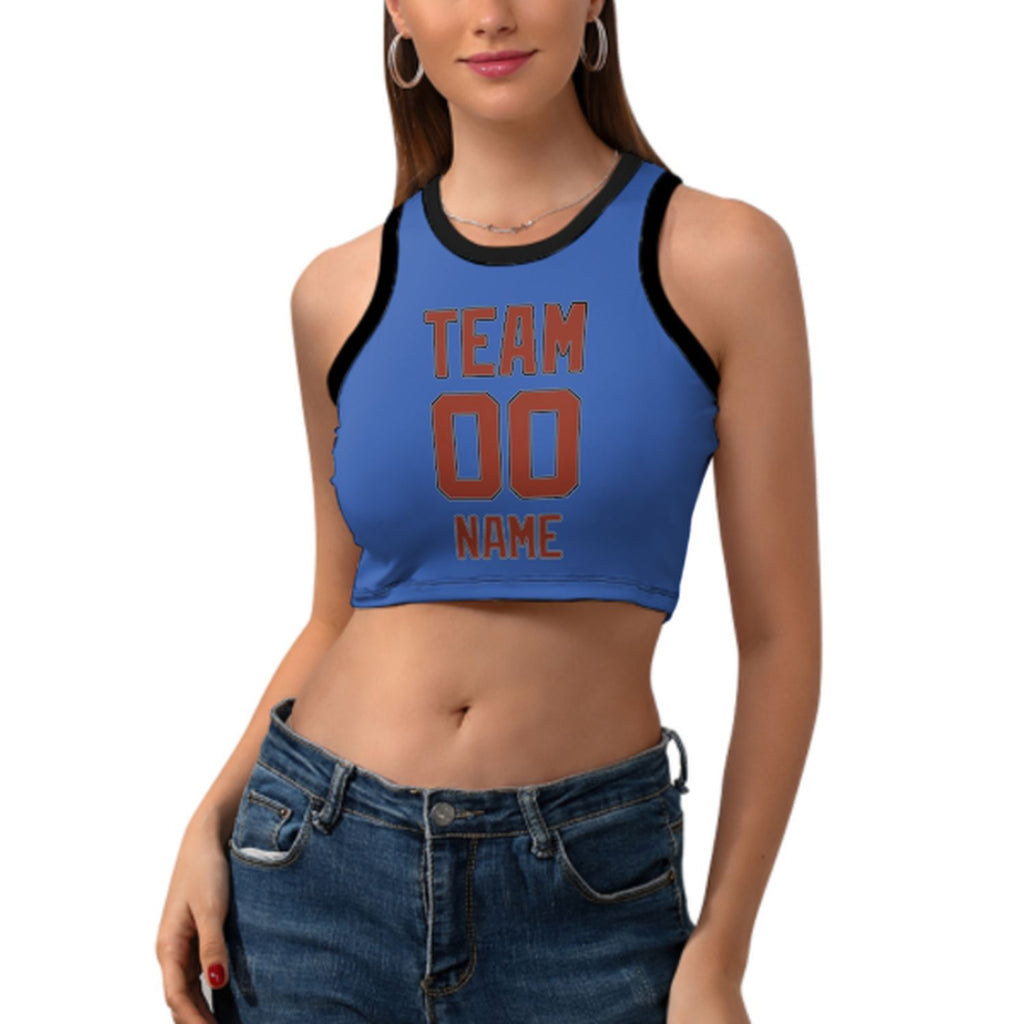 Custom Sky Blue Coral Red Sleeveless Tank Top