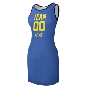 Custom Sky Blue Light Yellow Sleeveless Vest Dress