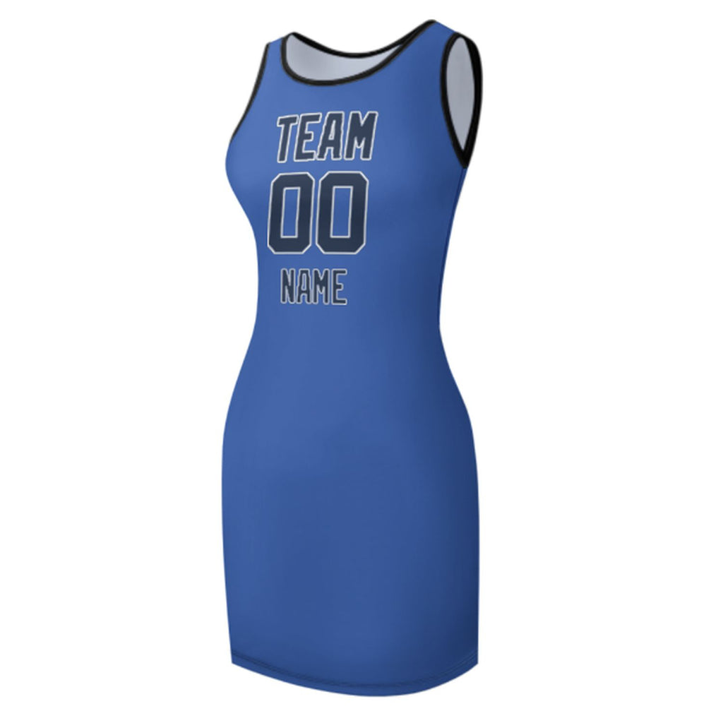 Custom Sky Blue Blue Sleeveless Vest Dress