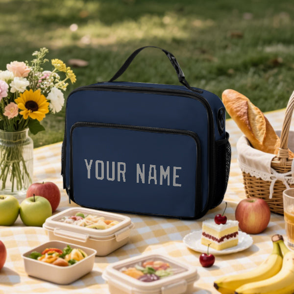 Custom Blue Gray Lunch Bag