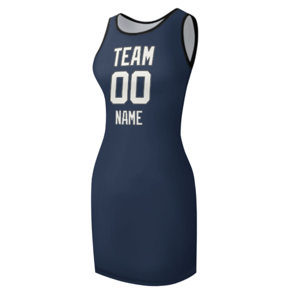 Custom Blue White Sleeveless Vest Dress