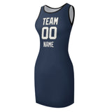 Custom Blue White Sleeveless Vest Dress