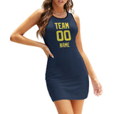 Custom Blue Light Yellow Sleeveless Vest Dress