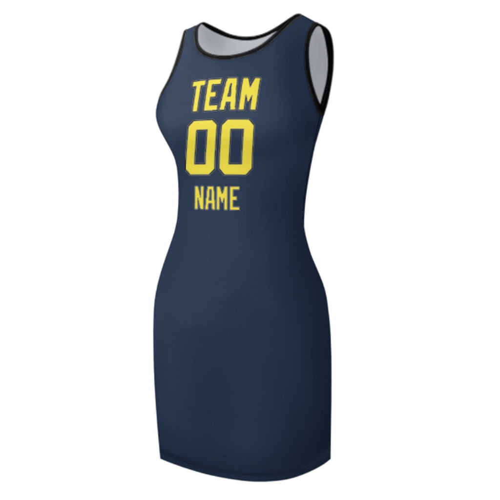 Custom Blue Light Yellow Sleeveless Vest Dress