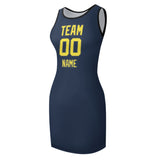 Custom Blue Light Yellow Sleeveless Vest Dress