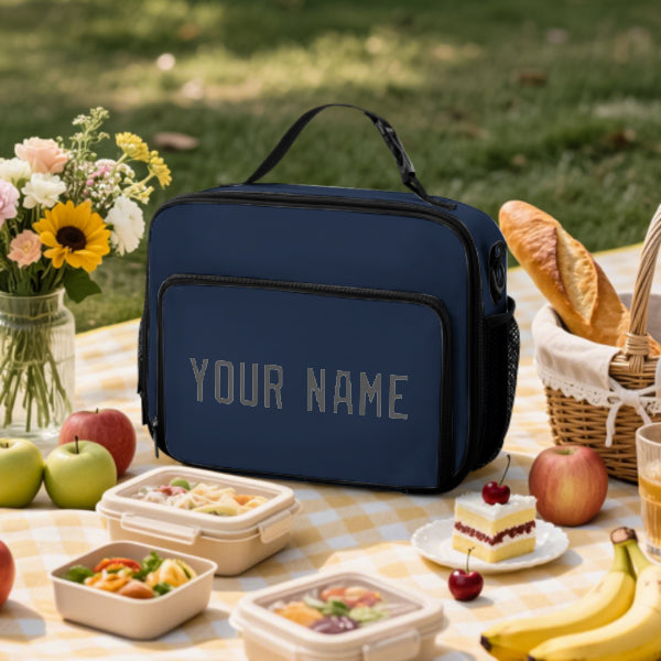 Custom Blue Dark Grey Lunch Bag