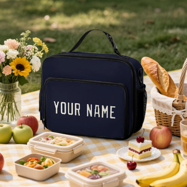 Custom Navy Cream Lunch Bag