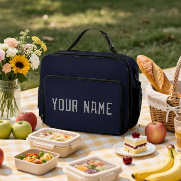 Custom Navy Gray Lunch Bag