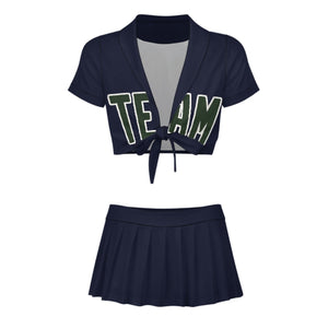 Custom Navy Dark Green Cheerleading Uniform Set