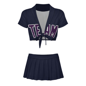 Custom Navy Purple Cheerleading Uniform Set