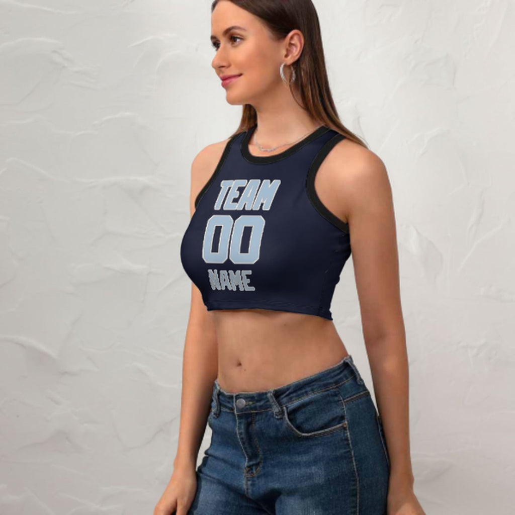 Custom Navy Light Blue Sleeveless Tank Top