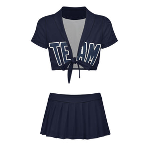Custom Navy Blue Cheerleading Uniform Set