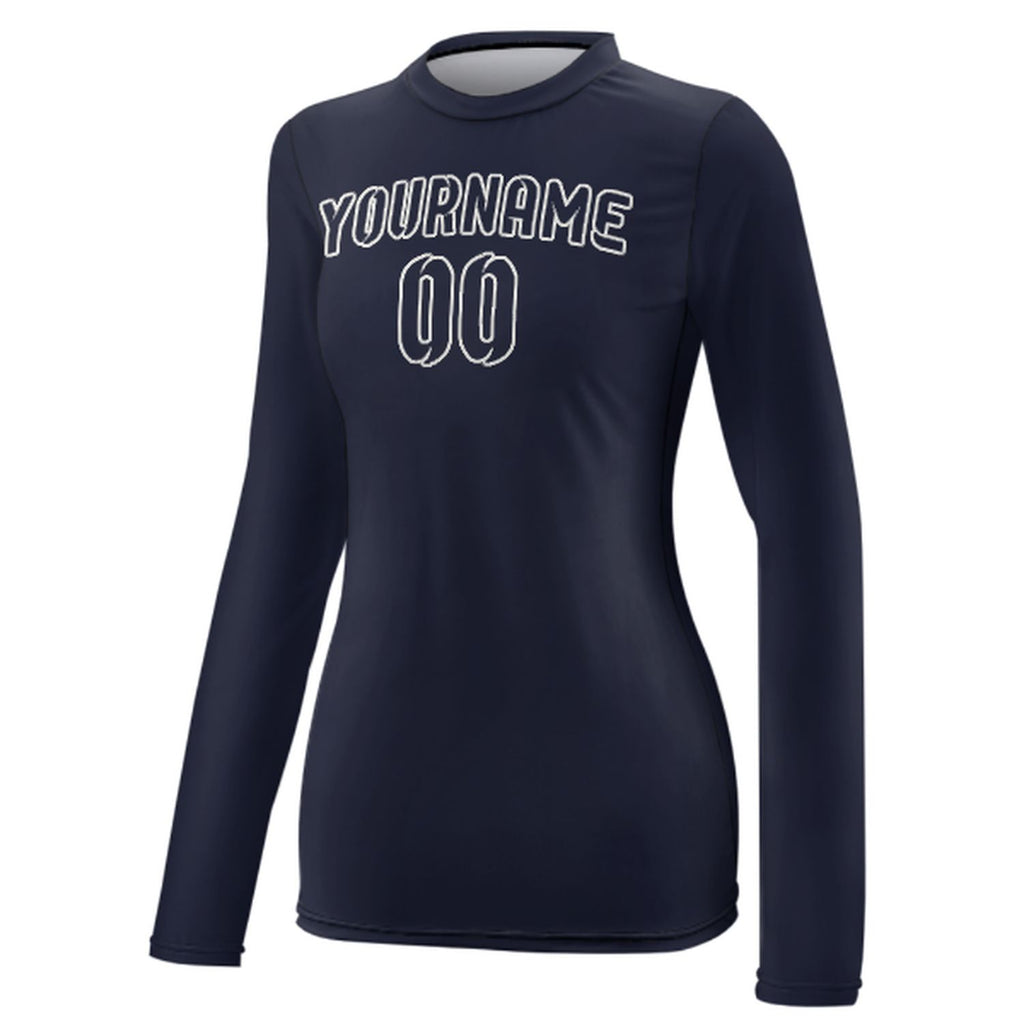 Custom Navy Navy Women's Long-Sleeve Shirt