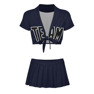 Custom Navy Black Cheerleading Uniform Set