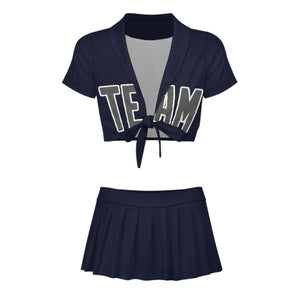 Custom Navy Dark Grey Cheerleading Uniform Set