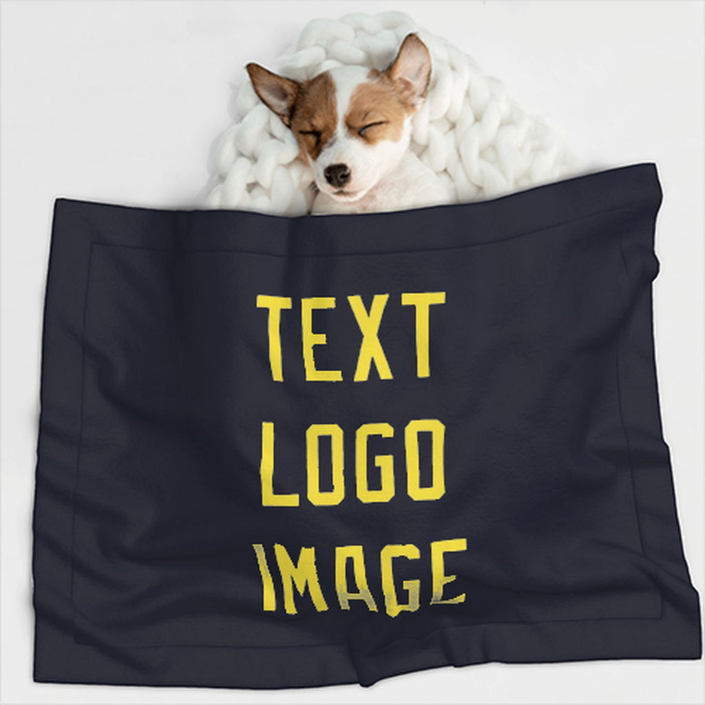 Custom Navy Light Yellow Pet Blanket