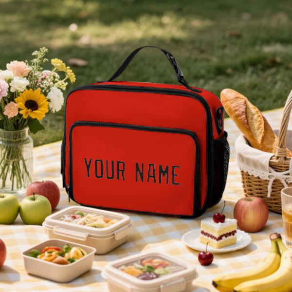 Custom Orange Red Black Lunch Bag