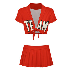 Custom Orange Red Cream Cheerleading Uniform Set